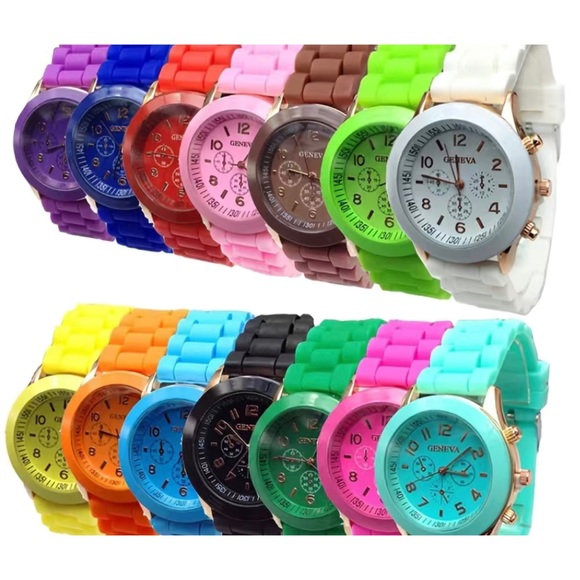 NEW Geneva Quartz Watch PURPLE Triple Dial Silicone Band Sports Utility - Picture 6 of 7